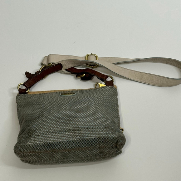 Fossil Explorer Woven Straw Triple Zip Hipster Crossbody Bag Blue Beige ZB6515 - Picture 6 of 10